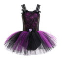 バレエダンス衣装 ワンピース 黒紫 キッズバレエダンス衣装 可愛い レオタード 女の子ダンス衣装 袖なし チュチュスカート バレエチュチュワンピース キッズダンス普段着 可愛いダンス衣装 ダンス衣装 団体服 舞台演出服 運動会110-180cm