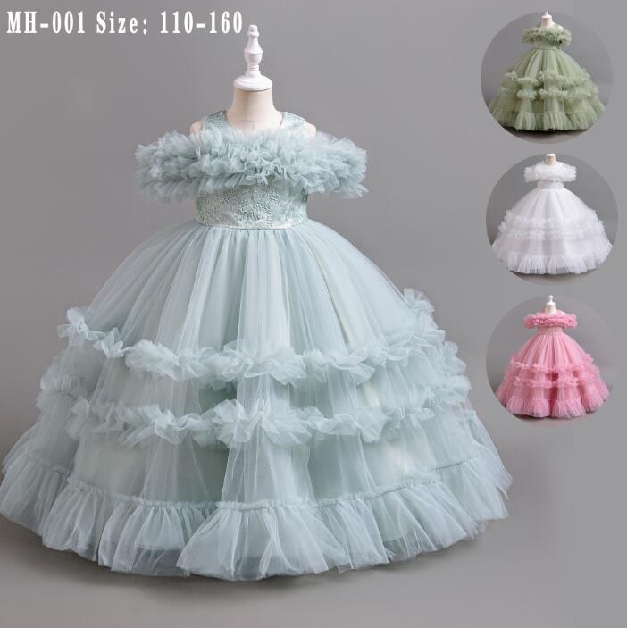 樂天商城 - 子供ドレス 女の子ドレス 胸にフリルいっぱい パーティー ドレス ロング丈ドレス カラードレス 　ピアノ ノースリーブ チュール Aライン ボリューム ドレスビーズ お姫様 キッズ ジュニア フォマール ドレス 結婚式 演奏会 発表会 ドレス 110-160cm