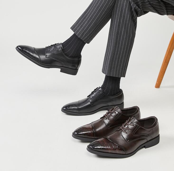 ビジネスシューズ 春秋向け メンズ フォマール シューズ 合革 合皮 フォマール 靴 カジュアル靴 兼用 紐靴 コンフォート 紳士靴 ドレス靴 ダービーシューズ 外羽根 短靴 おしゃれ ブラック ブラウン24.5cm～27.5cm