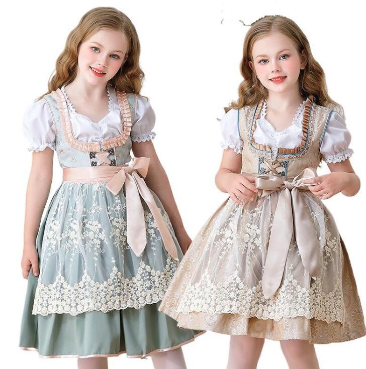 樂天商城 - ハロウィン コスプレ 衣装 子供 大人 ビールガール メイド服 コスチューム 半袖 ミドル丈 メイドコス エプロンドレス 3点セット リボン レース＆チュール 可愛い お姫様 民族風 パフォーマンス 余興 コスプレ衣装 キッズ ジュニア 大人 女性