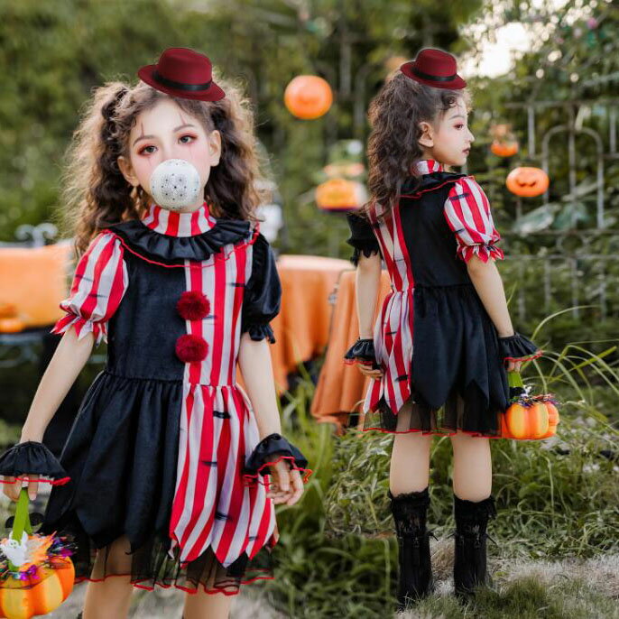 樂天商城 - ハロウィン コスプレ 子供 ピエロ 仮装 衣装 子供 可愛い ハロウィン 衣装 アリス アニメ ハロウィン 仮装 子供 道化師 ハロウィン 衣装 面白い 女の子 ハロウィン仮装 コスプレ衣装 ハロウィン衣装 かわいい 長袖 ワンピース セット衣装
