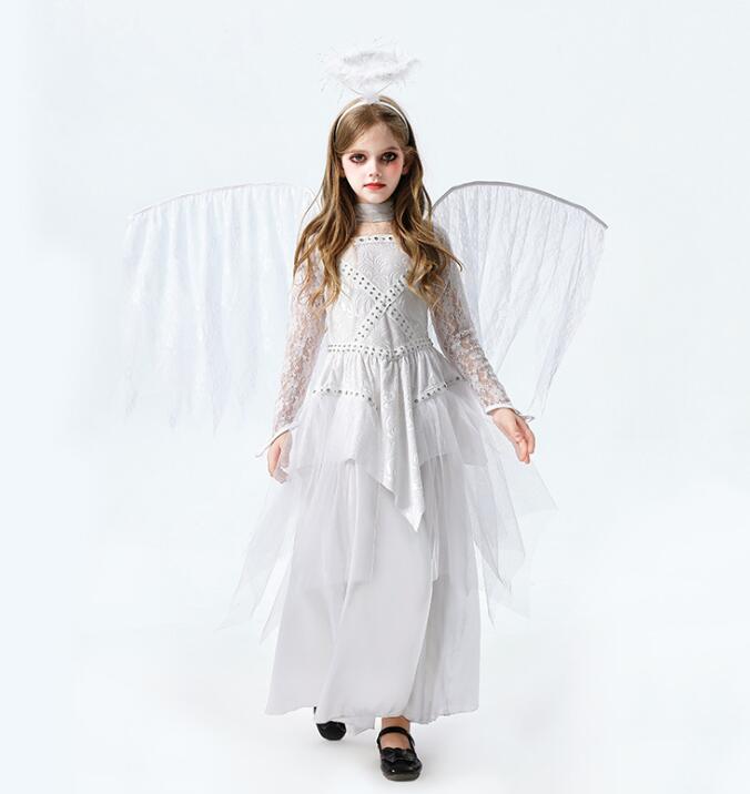 Ángel Cosplay Vestido de Halloween Cosplay Niños Blanco Vestido con alas Vestido de niños Hermosa Vestido de larga mano Cosplay Vestido de Halloween Alice Anime Vestido de Halloween Niños Vestido de Halloween Divertido Niña Vestido de Halloween Vestido de Cosplay Vestido de Halloween Hermoso Vestido de Halloween — vista 2