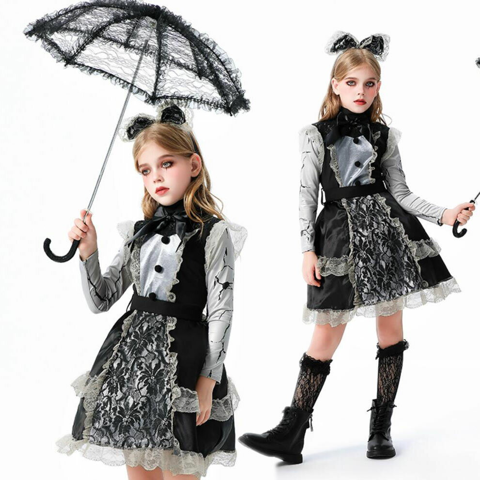 樂天商城 - 子供ハロウィン コスプレ　怖いワンピース 長袖ワンピース コスプレ 子供 仮装 衣装 子供 可愛い ハロウィン 衣装 アリス アニメ ハロウィン 仮装 子供ハロウィン 衣装 面白い 女の子 ハロウィン仮装 コスプレ衣装 ハロウィン衣装 かわいい 長袖 セット衣装