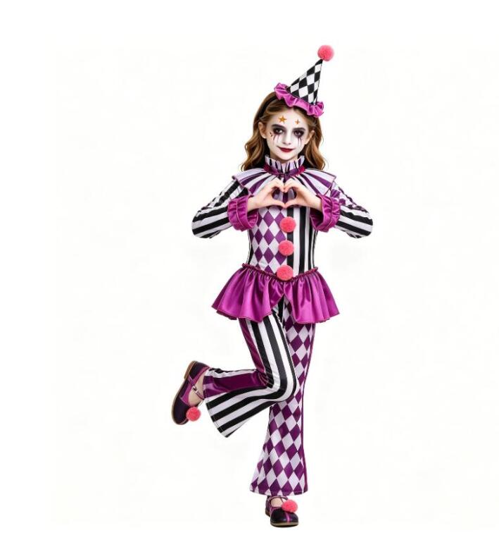 乐天商城 - ハロウィン ピエロコスあり 長袖トップス+ワンピース コスプレ 子供 ピエロ 仮装 衣装 子供 可愛い ハロウィン 衣装 アリス アニメ ハロウィン 仮装 子供 道化師 ハロウィン 衣装 面白い ハロウィン仮装 コスプレ衣装 ハロウィン衣装 かわいい 長袖 セット衣装