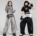 女の子ダンス衣装 子供ダンス衣装 帽子付きシャツ へそ出しシャツ カジュアル ガーコパンツジャズダンス衣装 子供ダンス衣装 女の子 ダンス衣装 イベント学園祭舞台ステージ衣装 演出服謝恩会 発表会 演奏会イベント 120-180cm