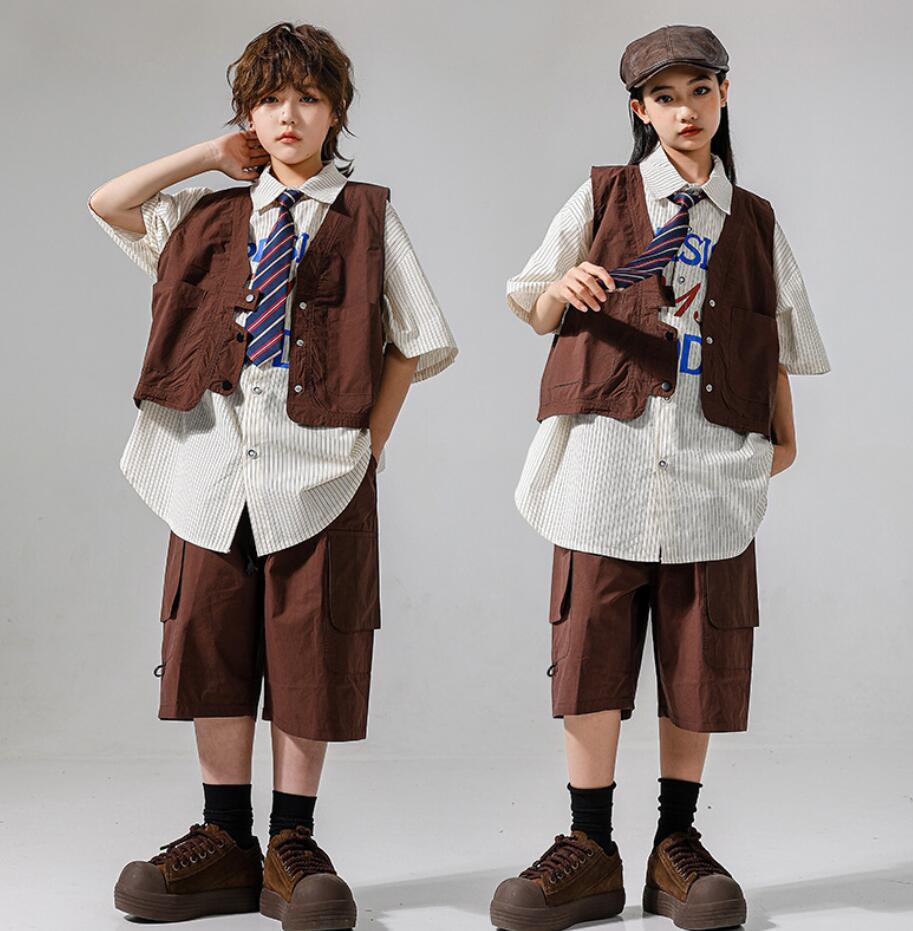 樂天商城 - 子供ダンス衣装 ベストハーフパンツ ジャズダンス ロングシャツ2点/3点/4点セット ヒップホップ女の子　男の子 ダンス衣装 ゆったりシャツ ジャズダンス衣装 子供ダンス衣装 女の子 ダンス衣装 イベント学園祭舞台ステージ衣装 演出服謝恩会 発表会 演奏会110-180cm