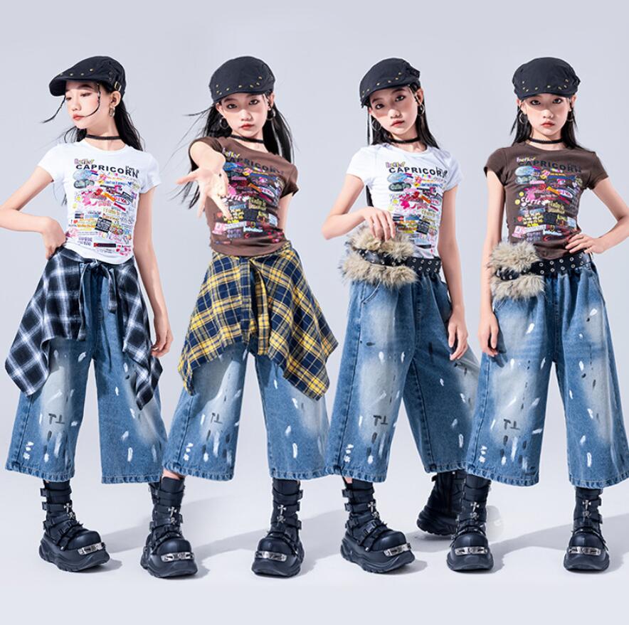 女の子ダンス衣装 子供ダンス衣装 半袖tシャツ 長ズボン/七分丈ズボン 可愛い ジャズダンス衣装 子供ダンス衣装 女の子 ダンス衣装 イベント学園祭舞台ステージ衣装 演出服謝恩会 発表会 演奏会イベント110-180cm