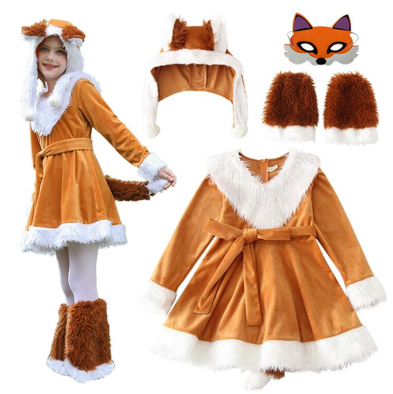 樂天商城 - 子供コスチューム コスプレ衣装 フォックス仮装ワンピースハロウィン コスプレ 子供 帽子 足カバー仮装 衣装 子供 可愛い ワンピース ハロウィン 衣装 アリス アニメ ハロウィン 仮装 子供 ハロウィン 衣装 面白い 女の子 ハロウィン仮装 コスプレ衣装 ハロウィン衣装