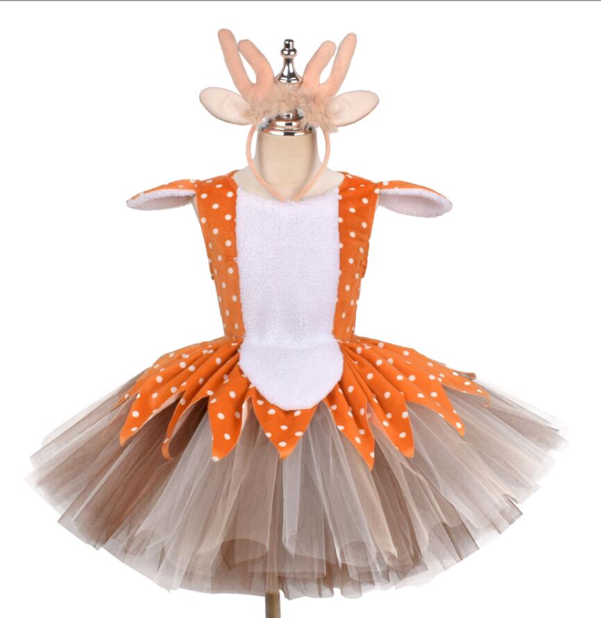 樂天商城 - キッズコスチューム コスプレ衣装 鹿2点セット動物パーティー 仮装ワンピースハロウィン コスプレ 子供 変装 衣装 子供 可愛い ワンピース ハロウィン 衣装 アリス アニメ ハロウィン 仮装 子供 ハロウィン 衣装 面白い 女の子 ハロウィン仮装 コスプレ衣装