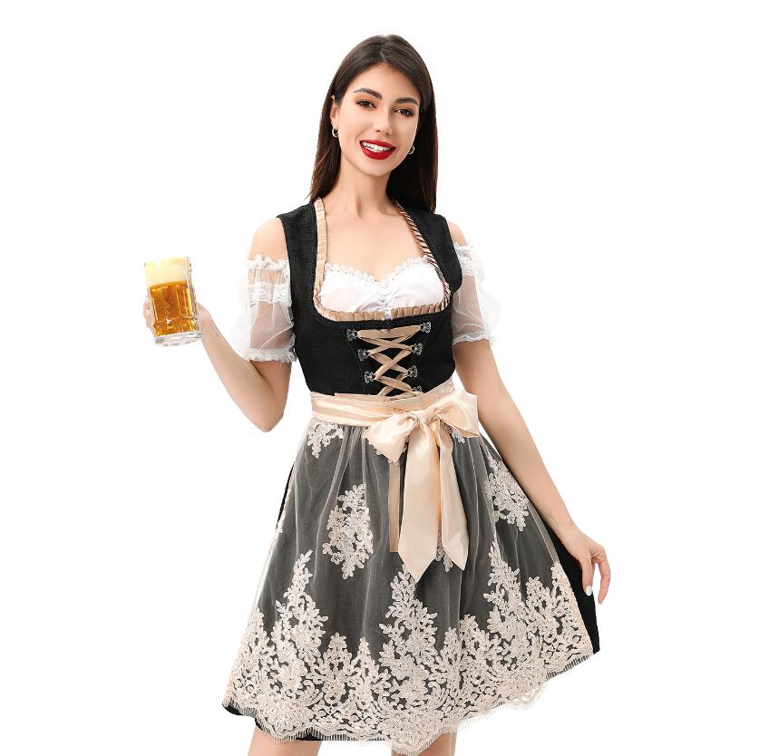 樂天商城 - ビールガール衣装 メイド服衣装 可愛い衣装 ハロウィン コスプレ 衣装 レースエプロン Lolita メイド服 コスチューム ミモレ丈スカート メイドコス エプロンドレス可愛い お姫様 民族風 パフォーマンス 余興 コスプレ衣装 キッズ ジュニア