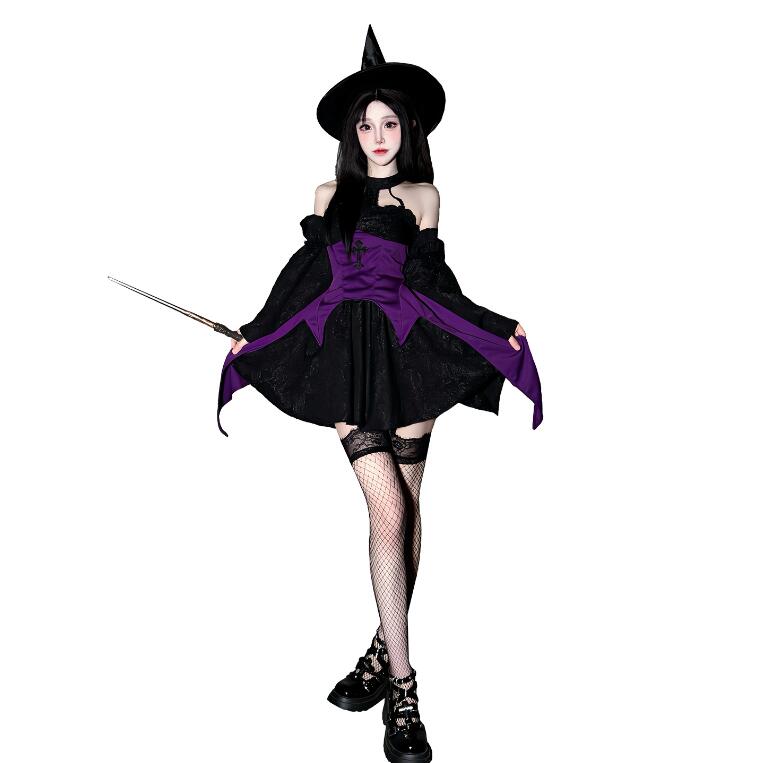 樂天商城 - ミニワンピース レディース ハロウィン衣装　セクシー 魔女 暗黒系 コスプレ衣装 悪魔ドレス ヴァンパイア 妖精 吸血鬼 可愛い衣装 ハロウィン コスプレ 衣装 cosコスチューム ドレス イベント コス エプロンドレス可愛い パフォーマンス 余興 コスプレ衣装