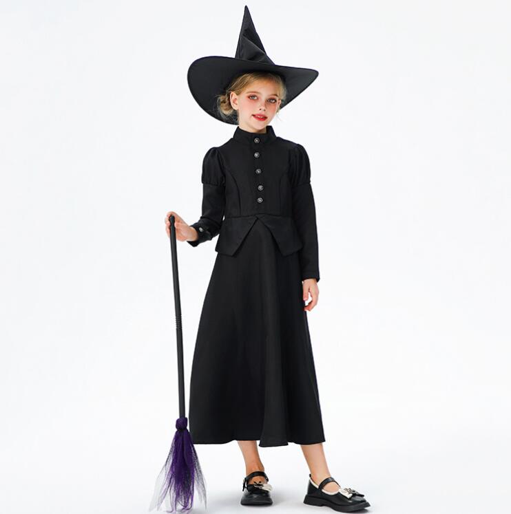 maybe02shopのハロウィン衣装　長袖魔女ドレス セクシー 魔女子供サイズあり 暗黒系 コスプレ衣装 悪魔ドレス ヴァンパイア 妖精 吸血鬼 可愛い衣装 ハロウィン コスプレ 衣装 cosコスチューム ドレス イベント コス エプロンドレス可愛い パフォーマンス 余興 コスプレ衣装｜アングル2