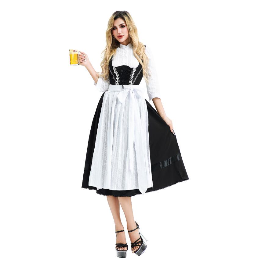 樂天商城 - ビールガール衣装 ドイツ風 メイドワンピース ロング丈ワンピース　メイドドレス メイド服衣装 可愛い衣装 ハロウィン コスプレ 衣装コスチューム メイドコス エプロンドレス可愛い お姫様 民族風 パフォーマンス 余興 コスプレ衣装ジュニア