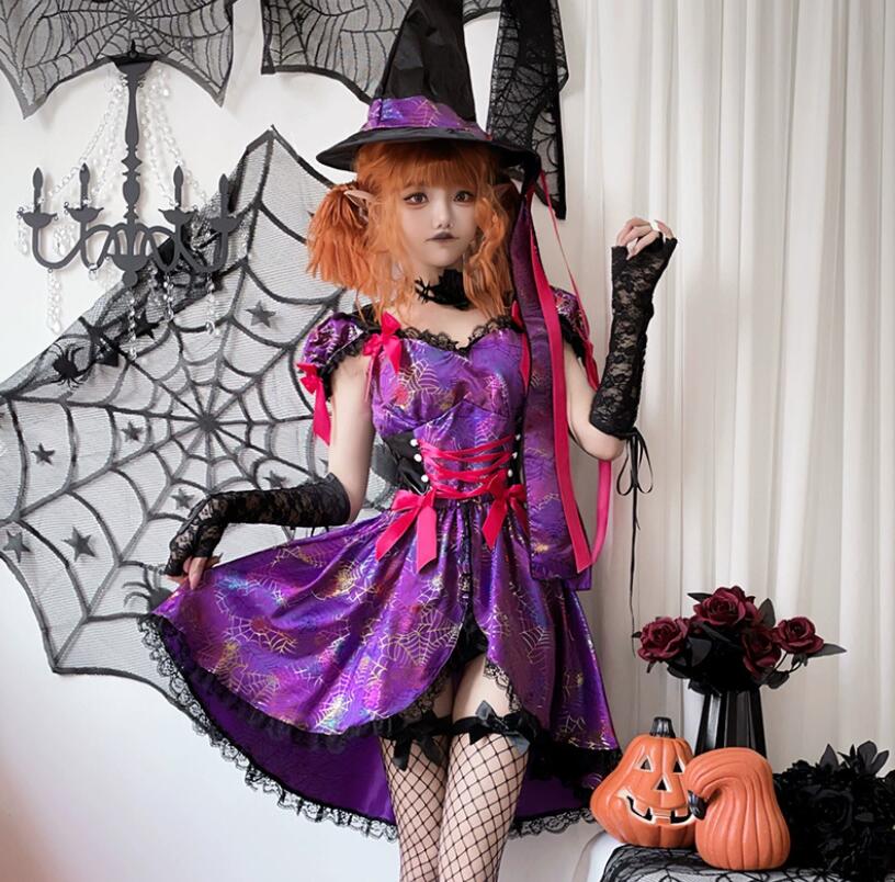 コスプレ衣装 ヴァンパイア ミモレ丈 魔女ワンピース 帽子付き イベント コス エプロンドレス 悪魔cosplay　吸血鬼ワンピース ロング丈ワンピース　メイド服衣装 可愛い衣装 ハロウィン コスプレ 衣装コスチューム 可愛い お姫様 パフォーマンス 余興 コスプレ衣装ジュニア 3
