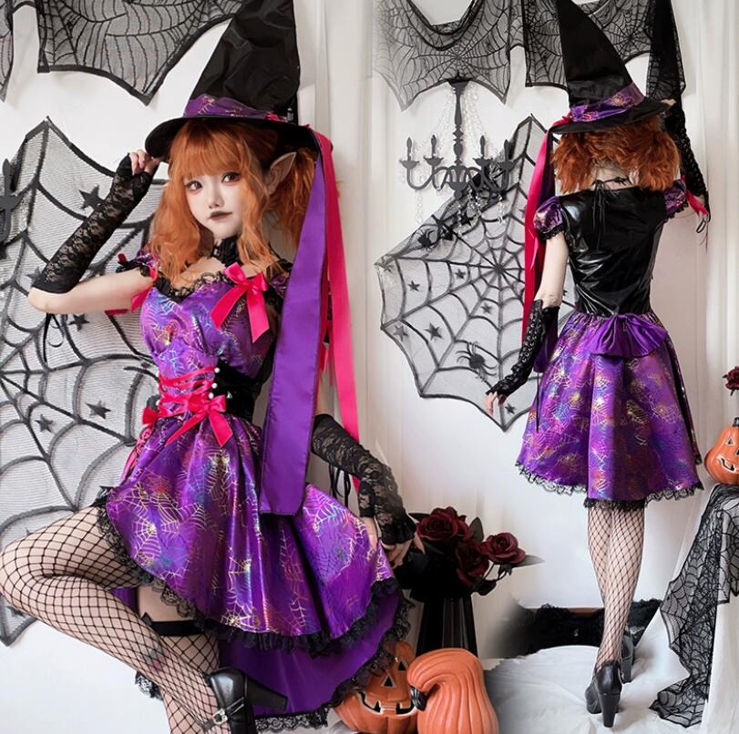 樂天商城 - コスプレ衣装 ヴァンパイア ミモレ丈 魔女ワンピース 帽子付き イベント コス エプロンドレス 悪魔cosplay　吸血鬼ワンピース ロング丈ワンピース　メイド服衣装 可愛い衣装 ハロウィン コスプレ 衣装コスチューム 可愛い お姫様 パフォーマンス 余興 コスプレ衣装ジュニア