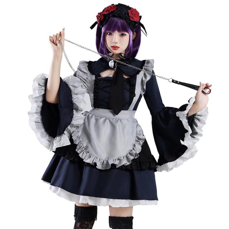 樂天商城 - ハロウィン衣装 コスプレ衣装　ミモレ丈ワンピース メイドドレス ハロウィン衣装衣装　エプロン フリル袖 ラッパ袖演出服 コスプレ 仮装 cosハロウィン イベント 文化祭 部活 コスチューム パーティー用 イベントドレスXS S M L XL 2XL
