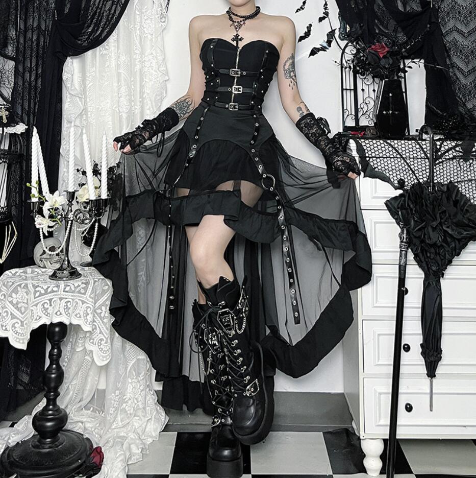 樂天商城 - マキシ丈スカート　ハロウィン衣装 レディース 暗黒系 欧米風 ゴシック ジャガード コスプレ衣装 レース ハロウイン 巫女 魔女 仮装 変装 ステージ衣装 ドレス セクシー 吸血鬼 仮装 大人用 女性用 コスチューム パーティー S M L