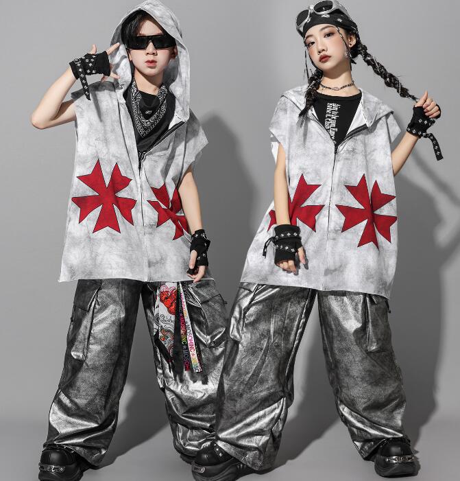 Rakuten - 子供ダンス衣装 ジャズダンス 男の子　女の子 hiphopダンス衣装 帽子付きトップス ロングパンツ ガーコパンツ シルバーパンツ キッズダンス衣装 ヒップホップダンス衣装 子供ダンス衣装 ダンス衣装 イベント学園祭舞台ステージ衣装 演出服謝恩会 発表会 演奏会120-180