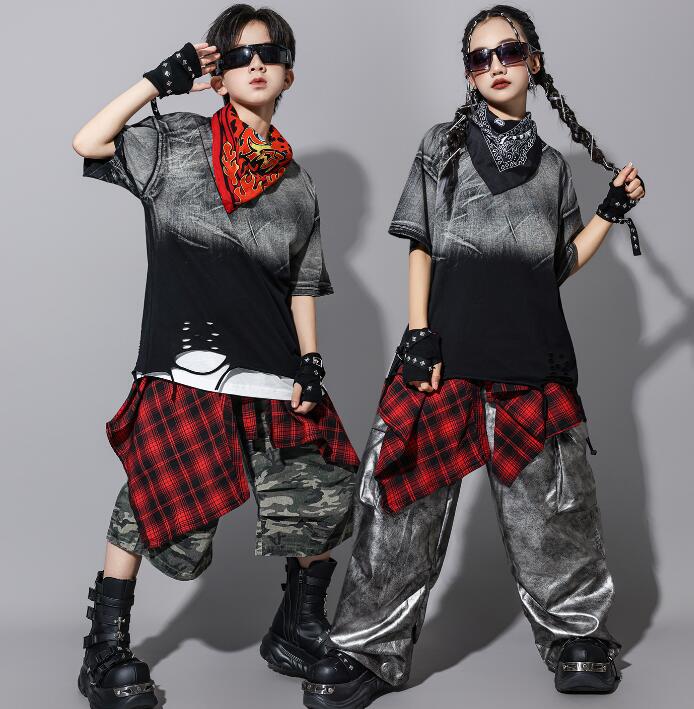 樂天商城 - キッズダンス衣装 個性シャツ ジャズダンス 男の子 女の子 hiphopダンス衣装 ロングパンツ ハーフ丈パンツ チェック柄スカーフ キッズダンス衣装 ヒップホップダンス衣装 子供ダンス衣装 ダンス衣装 イベント学園祭舞台ステージ衣装 演出服謝恩会 発表会 演奏会120-180