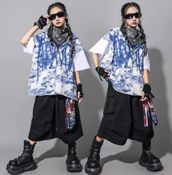 樂天商城 - 子供ダンス衣装 帽子付きベスト ジャズダンス 男の子 女の子 hiphopダンス衣装 ハーフ丈パンツ キッズダンス衣装 ヒップホップダンス衣装 子供ダンス衣装 ダンス衣装 イベント学園祭舞台ステージ衣装 演出服謝恩会 発表会 演奏会120-180