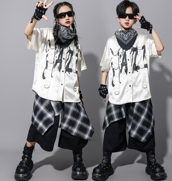 Rakuten - 子供ダンス衣装 ジャズダンス 男の子 女の子 hiphopダンス衣装 ハーフ丈パンツ チェック柄スカーフ キッズダンス衣装 ヒップホップダンス衣装 子供ダンス衣装 ダンス衣装 イベント学園祭舞台ステージ衣装 演出服謝恩会 発表会 演奏会120-180