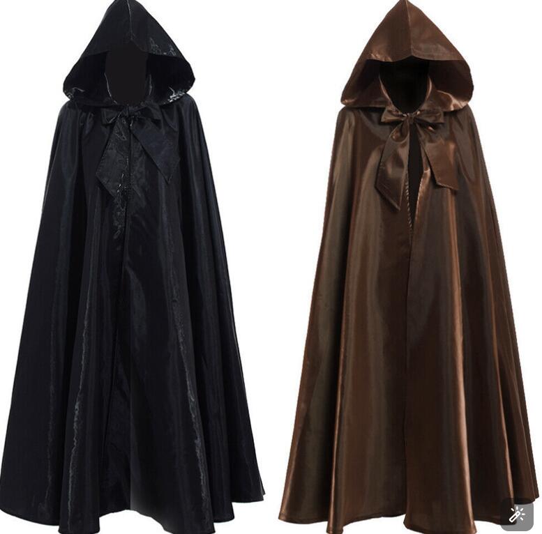 maybe02shopのロング丈マント 欧米風 ハロウィン衣装 フード付き ロング丈 マント 中世　コスプレ衣装 コスチューム衣装 ケープ ポンチョ ボレロ 魔女 悪魔 吸血鬼 死神 コスプレ 仮装 ハロウィン イベント 文化祭 部活 コスチューム パーティー用 イベント｜アングル2