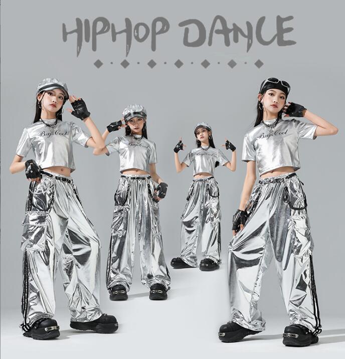 Rakuten - シルバー半袖シャツ ジャズダンス衣装 キッズダンス衣装 光沢あり ジャズダンス 女の子 hiphopダンス衣装 ヒップホップダンス衣装 子供ダンス衣装 ダンス衣装 イベント学園祭舞台ステージ衣装 演出服謝恩会 発表会 演奏会120-180cm
