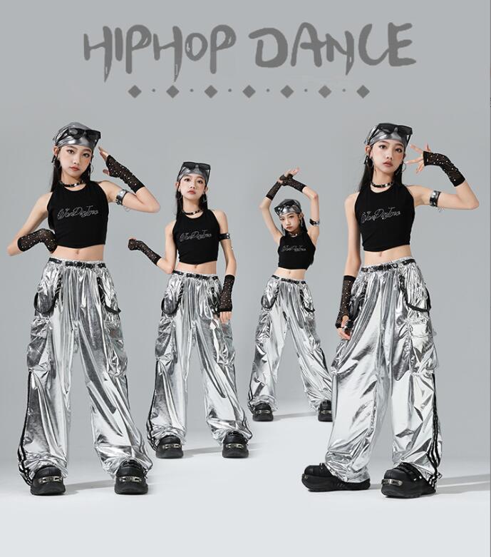 樂天商城 - シルバーパンツ　 ジャズダンス衣装 キッズダンス衣装 光沢あり ジャズダンス 女の子 hiphopダンス衣装 ヒップホップダンス衣装 子供ダンス衣装 ダンス衣装 イベント学園祭舞台ステージ衣装 演出服謝恩会 発表会 演奏会120-180cm