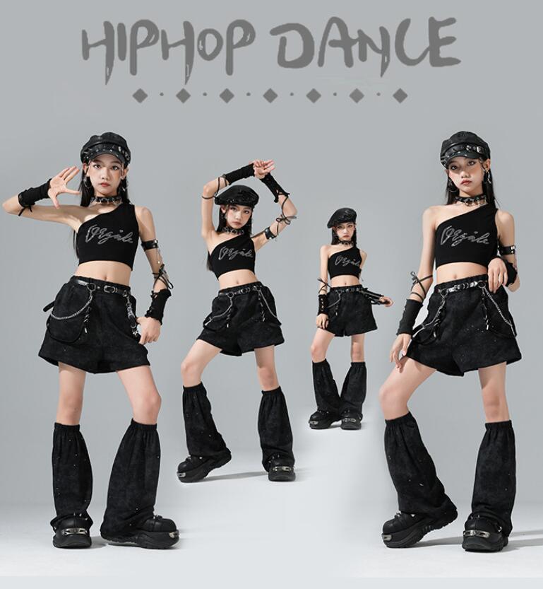 樂天商城 - 単肩シャツ ミニパンツ へそ出し ジャズダンス衣装 キッズダンス衣装 光沢あり ジャズダンス 女の子 hiphopダンス衣装 ヒップホップダンス衣装 子供ダンス衣装 ダンス衣装 イベント学園祭舞台ステージ衣装 演出服謝恩会 発表会 演奏会120-180cm