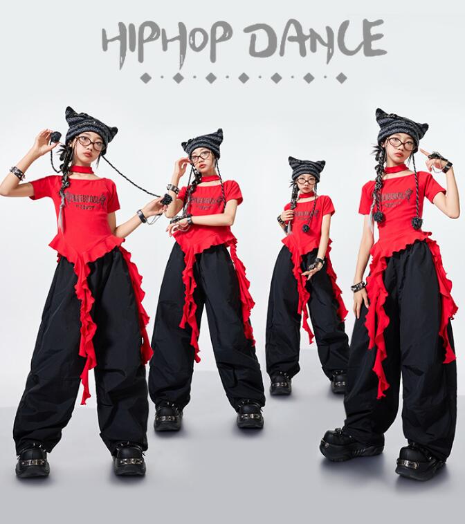 女の子ダンス衣装 ジャズダンス衣装 赤トップス チュール付きキッズダンス衣装 ジャズダンス 女の子 hiphopダンス衣装 ヒップホップダンス衣装 子供ダンス衣装 ダンス衣装 イベント学園祭舞台ステージ衣装 演出服謝恩会 発表会 演奏会120-180cm