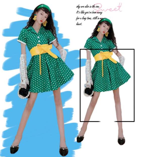 水玉柄ワンピース レトロ風 ジャズダンス衣装 ドット柄ラテンダンス ジャズダンス衣装 レトロ 女の子 舞台衣装 トップス ノスタルジックス風 時代感 モデル 演出服 団体 ステージ チーム hippop イベント ファッションショー ステージ衣装 文化祭 原宿系 子供演出服