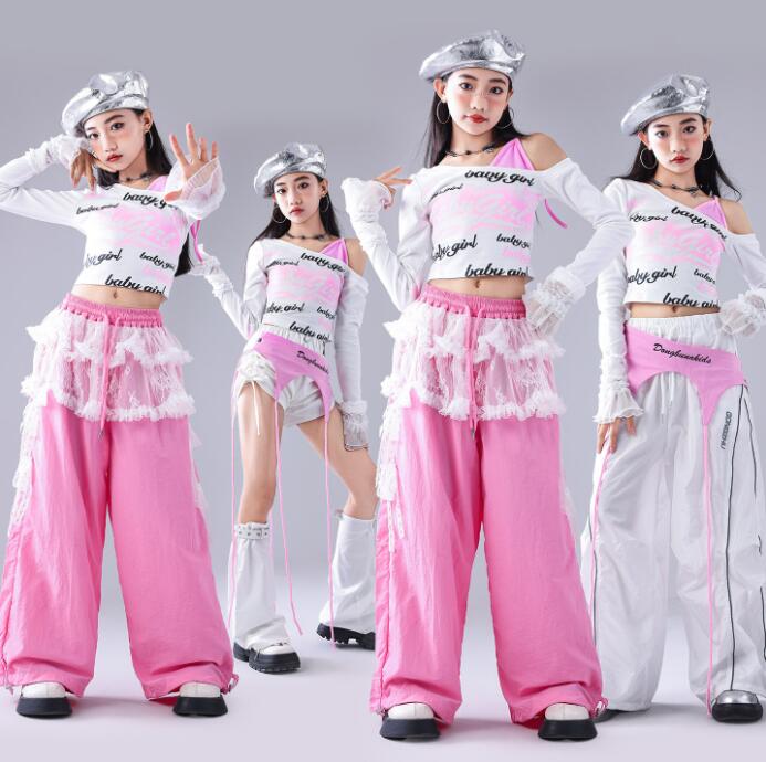 Rakuten - ガールズダンス衣装 ヒップホップ 女の子へそ出しシャツ ガーコパンツ ジャズ ダンス 衣装 舞台 女の子　ステージ衣装 余興 ダンス衣装 hiphopダンス衣装 小学生 中学生 結婚式 韓国 演出服 舞台服 発表会 団体服 普段着 ジャズダンス HIPHOP K-POP