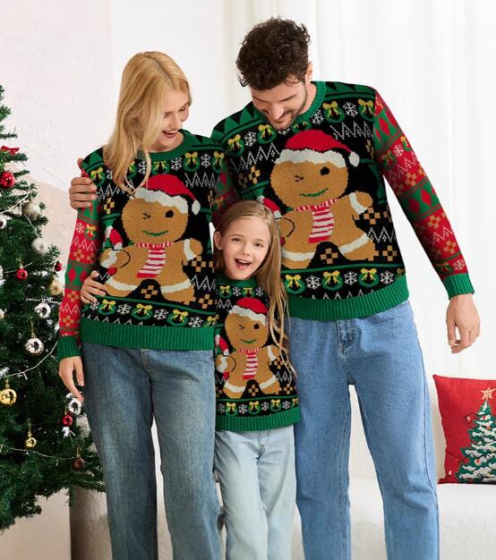 樂天商城 - クリスマス風セーター カップルペア クリスマスニットセーター 男/女/キッズ長袖 クルーネック サンタクロース カジュアル風 秋物 秋冬 普段着 クリスマスパーティー ニットウェア カットソー ニットソー クリスマスプレゼント サンタクロース