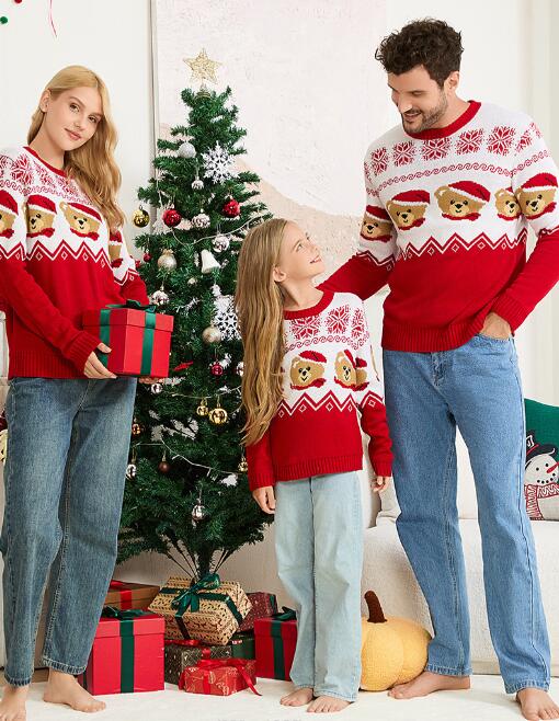 樂天商城 - クリスマス風セーター カップルペア クリスマスニットセーター 男/女/キッズ長袖 クルーネック サンタクロース カジュアル風 秋物 秋冬 普段着 クリスマスパーティー ニットウェア カットソー ニットソー クリスマスプレゼント サンタクロース