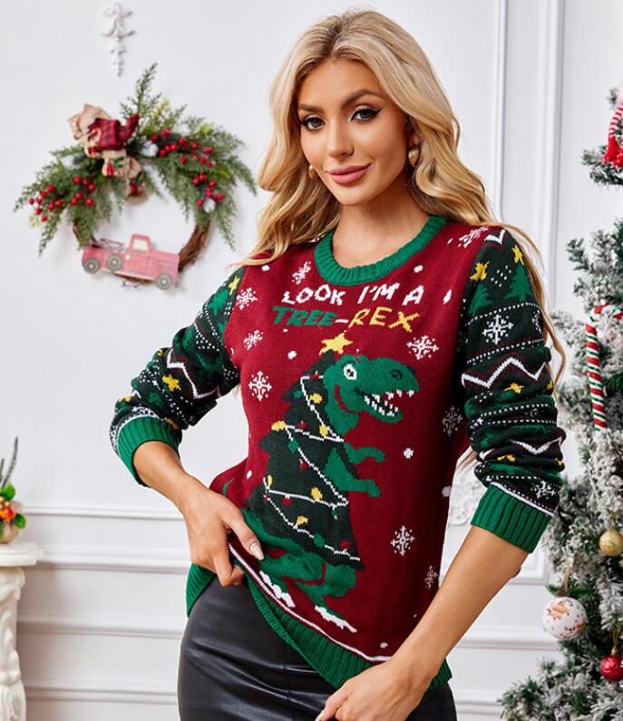 レディースセーター クリスマス風セータークリスマスニットセーター 長袖 サンタクロース カジュアル風 秋物 秋冬 普段着 クリスマスパーティー ニットウェア カットソー ニットソー クリスマスプレゼント サンタクロース