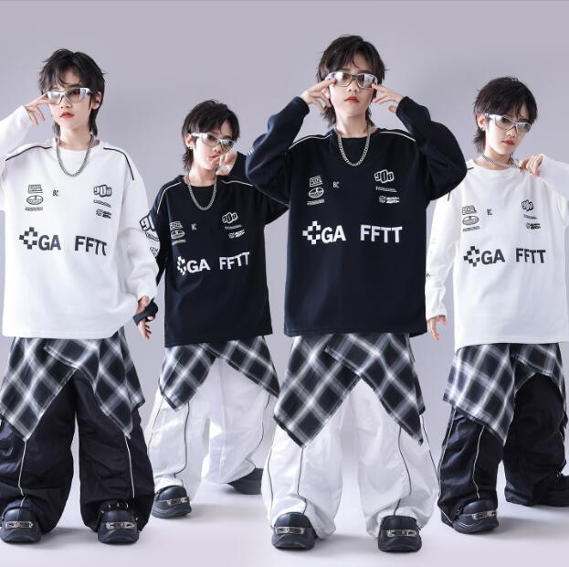 樂天商城 - ゆったりシャツ ジャズダンス衣装 ヒップホップ 女の子/男の子　 ガーコパンツ ジャズ ダンス 衣装 舞台 ステージ衣装 余興 ダンス衣装 hiphopダンス衣装 小学生 中学生 結婚式 韓国 演出服 舞台服 発表会 団体服 普段着 ジャズダンス HIPHOP K-POP
