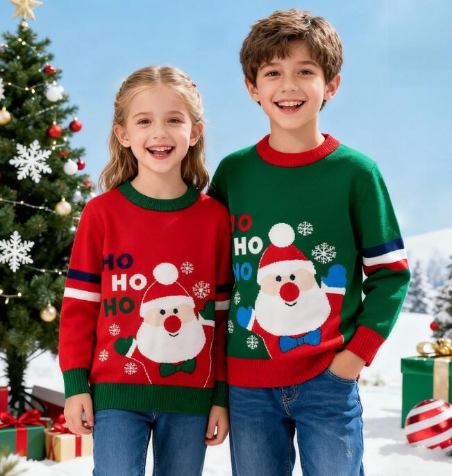 樂天商城 - 子供セーター サンタクロース柄ニットセーター 女の子/男の子 クリスマス キッズ/赤ちゃんセーター クリスマス子供 クリスマス風 長袖 カジュアル風 秋物 秋冬 普段着 クリスマスパーティー ニットウェア カットソー ニットソー クリスマスプレゼント 90-130cm