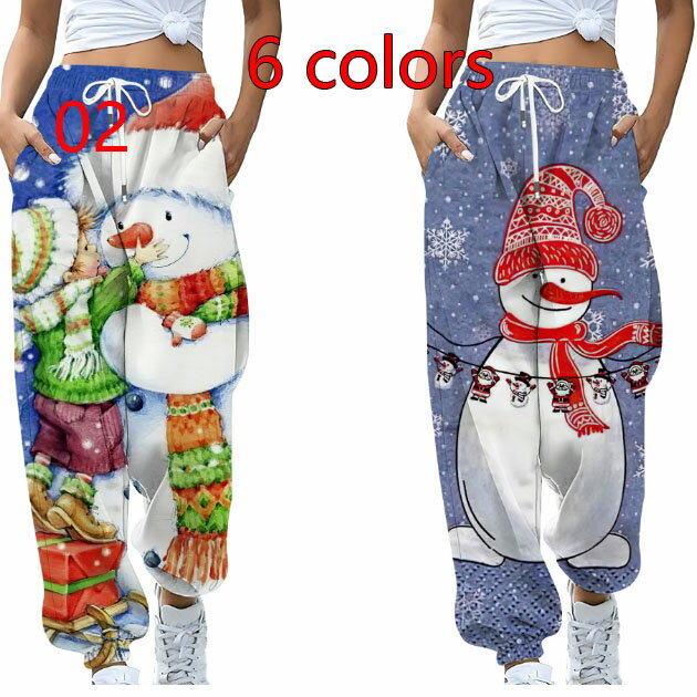 樂天商城 - クリスマス元素パンツ 大人パンツ クリスマスコスプレ衣裳クリスマスパンツ　 レディース サルエルパンツ クリスマス元素6色 パンツ 女性 クリスマス コスチューム ボトムス チノパン 雪だるまがら トナカイ柄 クリスマス パンツ サルエル パンツ　S-XXL