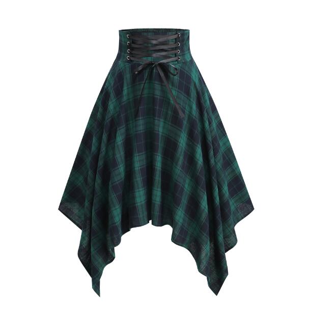Rakuten - チェック柄スカート 不規則裾 レトロスカート ヘボン風ドレス Aライン ダンススカート ハロウィンコスチューム 社交ダンスウェア 舞台ステージ衣装 団体服 演出服パーティー ダンス衣装 舞台衣裳 ダンス練習着 舞台パフォーマンス