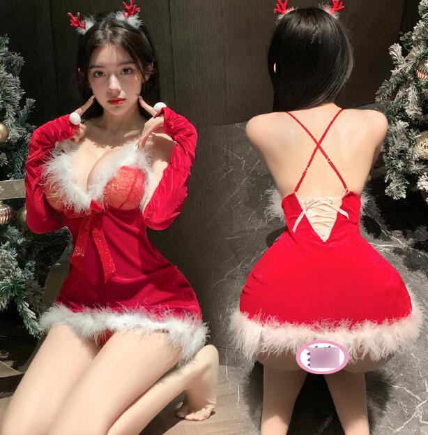樂天商城 - セクシーワンピース 　Vネックサンタ コスチューム レディース セクシー サンタ服 クリスマス コスプレ衣装 手袋付き ショート丈 キャミソール ワンピース ストレッチ 手袋 Christmas コスチューム 余興 ダンス 衣装