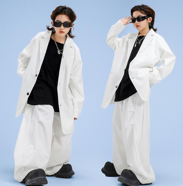 子供ダンス衣装 ジャズダンス衣装 スーツセット スーツコート ヒップホップ 女の子/男の子ガーコパンツ ジャズ ダンス 衣装 舞台 ステージ衣装 余興 ダンス衣...