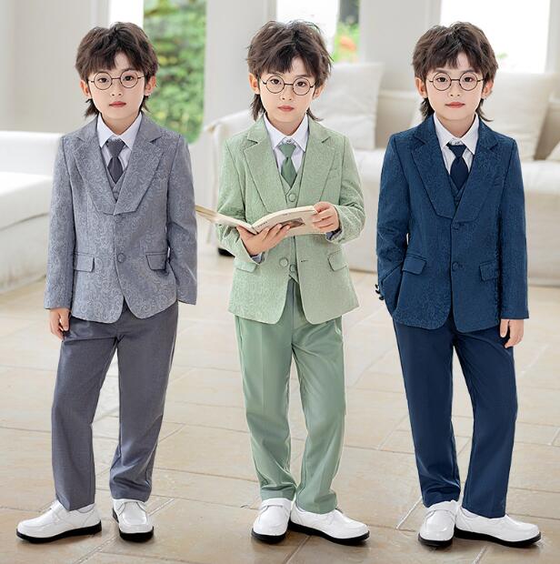 樂天商城 - 子供スーツセット キッズスーツ 男の子 礼服 ネクタイ 模様 舞台衣装 ジャケット シャツ パンツ 演出服 イベント ダンス衣装 可愛い 学園祭 ピアノ発表会 文化祭 合唱団 団体服 結婚式 パーティー パフォーマンス衣装 子供服3点/4点/5点上下セット 卒業式 入園式
