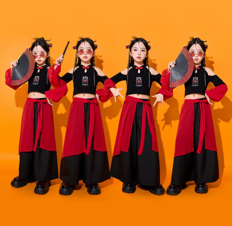 樂天商城 - 女の子ジャズダンス衣装 中華風ダンス衣装　長ズボンジャズダンス衣装　ガウチョパンツ ヒップホップ ジャズ ダンス 衣装 舞台 ステージ衣装 余興 hiphopダンス衣装 学生 結婚式 演出服 舞台服 発表会 団体服 普段着 ジャズダンス HIPHOP K-POP