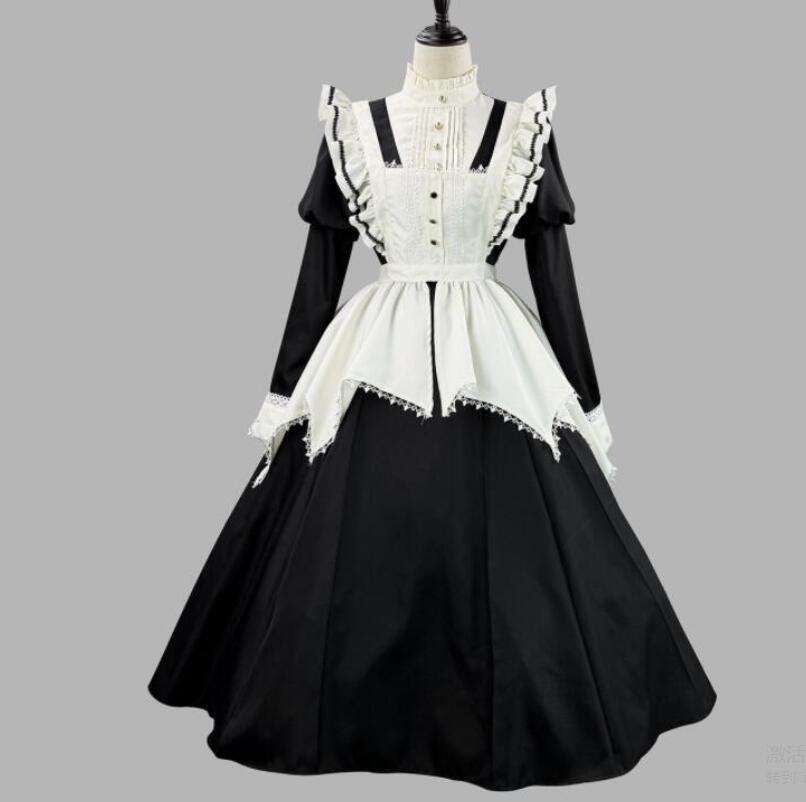 ロング丈ワンピース メイドドレス レディースワンピース 可愛いコスプレ衣装 メイド服 可愛い 膝丈 メイドワンピース 半袖ワンピース ..