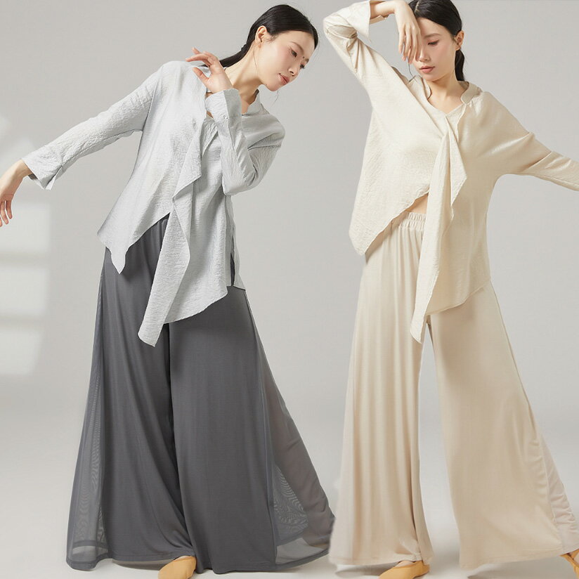 ダンスパンツ 飄逸 社交ダンス衣装 ワイドパンツ 4色 ガウチョパンツ ダンス衣装 ダンス衣装 女性 大人 練習着 レッスン着 古風 ダンス..