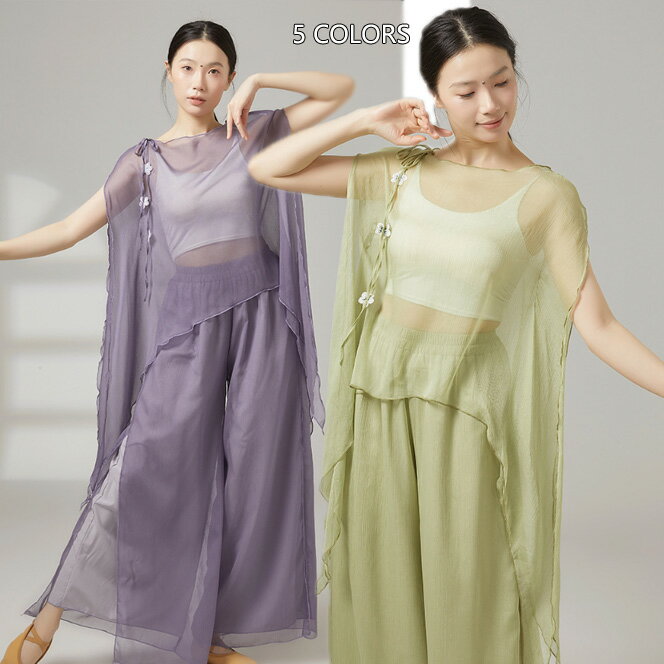 樂天商城 - 大人ダンス衣装 ダンスパンツ 肌透ブラウス 飄逸 社交ダンス衣装 ワイドパンツ 5色 ガウチョパンツ ダンス衣装 ダンス衣装 女性 大人 練習着 レッスン着 古風 ダンス 演出服 ステージ衣装チャイナ服 ヨガ ダンス衣装 女性 大人 練習着 レッスン着 演出服 ステージ衣装