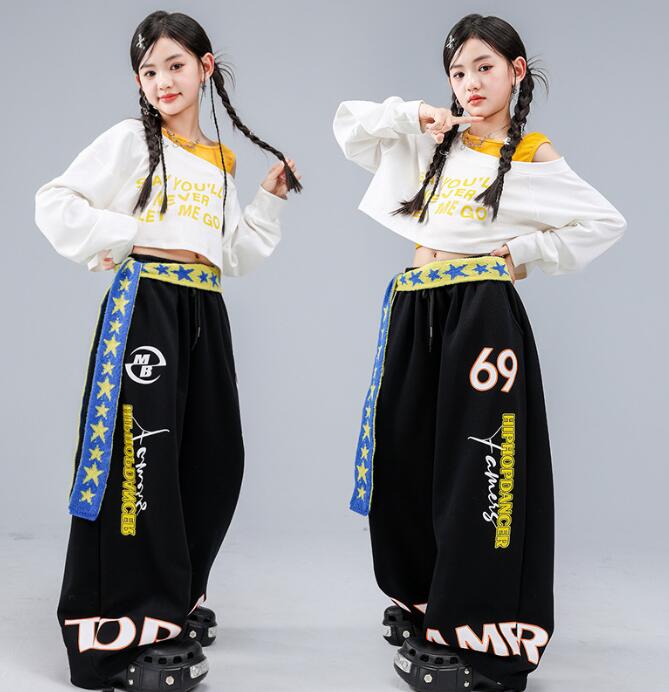 樂天商城 - 子供ダンス衣装 女の子 長袖 ジャッズダンス衣装子供ダンス衣装 女の子ダンス ジャズダンス衣装 ダンス衣装　長ズボンヒップホップ 衣装 舞台 ステージ衣装 余興 hiphopダンス衣装 学生 結婚式 演出服 舞台服 発表会 団体服 普段着 ジャズダンス HIPHOP ベルト