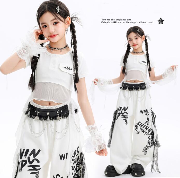 Rakuten - 白トップス 子供ダンス衣装 半袖トップス へそ出し ジャッズダンス衣装子供ダンス衣装女の子ダンス ジャズダンス衣装 ヒップホップ 衣装 舞台 ステージ衣装 余興 hiphopダンス衣装 学生 結婚式 演出服 舞台服 発表会 団体服 普段着 HIPHOP