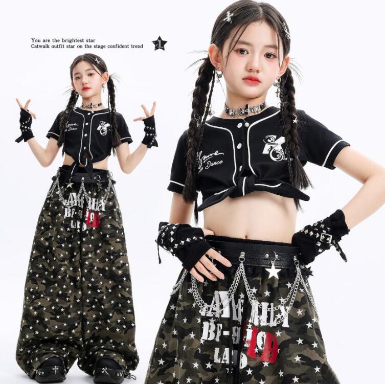 樂天商城 - 子供ダンス衣装 半袖トップス へそ出し 星柄パンツ ジャッズダンス衣装子供ダンス衣装女の子ダンス ジャズダンス衣装 ヒップホップ 衣装 舞台 ステージ衣装 余興 hiphopダンス衣装 学生 結婚式 演出服 舞台服 発表会 団体服 普段着 HIPHOP