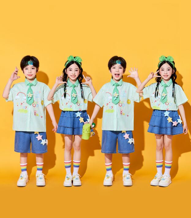 樂天商城 - キッズ チアダンス衣装 ストライプ柄シャツ スカート ショートパンツ 子供 女の子 幼稚園 キッズ チュチュ可愛い チアガール 応援服 小学生 中学生 合唱 団体服 運動会 学園祭 入学式 卒業式 イベント ジュニア コスチューム 発表会 舞台演出服 ステージ衣装 普段着 子供の日